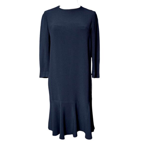 Chloe Black and Tan Midi Shift Dress Size 36 Fully Lined Front Slit Pockets - Picture 1 of 7